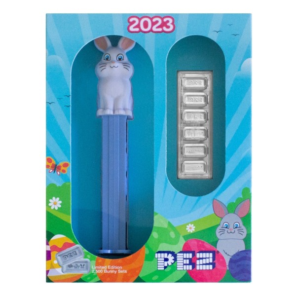 6 x 5 Gram PEZ Pure Silver Wafer Spring Bunny Gift Set