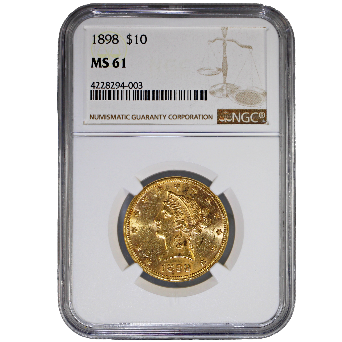 $10 Gold Liberty Eagle Mint State MS61 PCGS or NGC (Random Year)