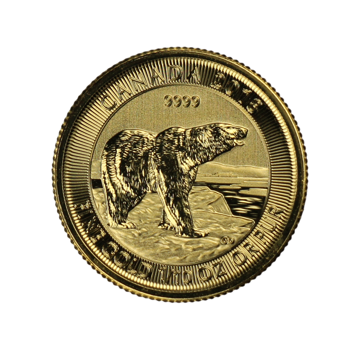 2018 1/10 Ounce Gold Canadian Polar Bear 