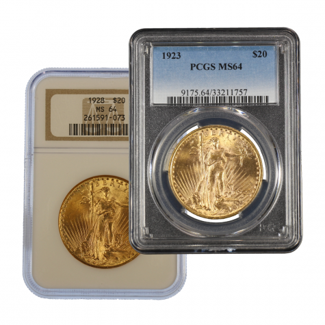 $20 Gold Saint Gaudens MS64 NGC or PCGS (Random Date)
