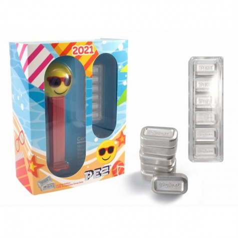 6 x 5 Gram PEZ Pure Silver Wafer Sunglasses Chillin' Emoji Gift Set