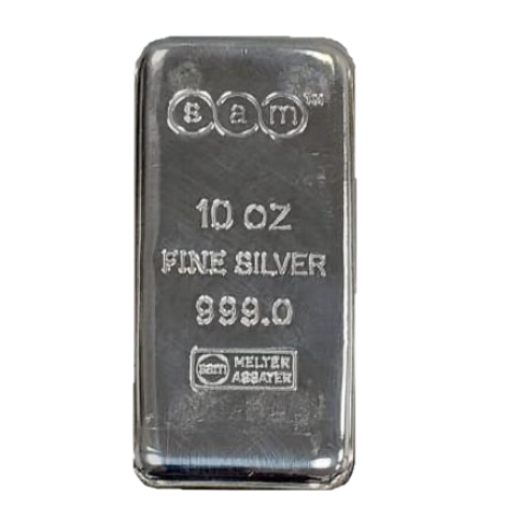 10 Ounce Silver Cast Bar SAM Precious Metals