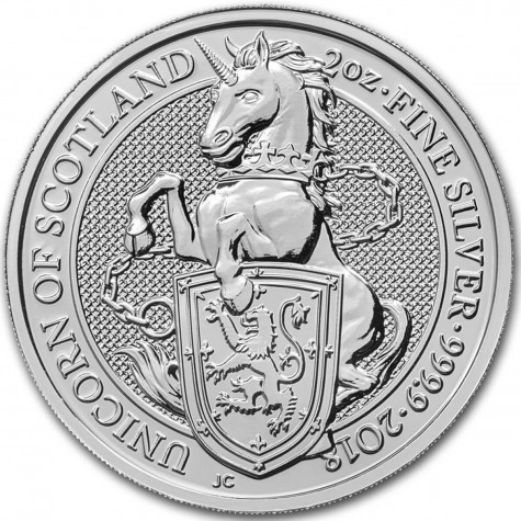 2 Ounce Silver Great Britain Queen's Beasts Unicorn of Scotland 2018