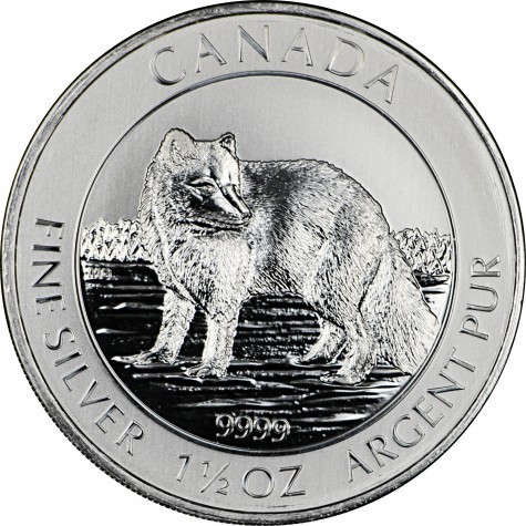 1 1/2  Ounce Silver Canadian Arctic Fox 2014