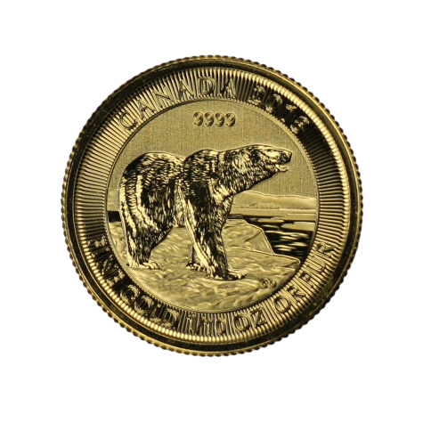 2018 1/10 Ounce Gold Canadian Polar Bear 