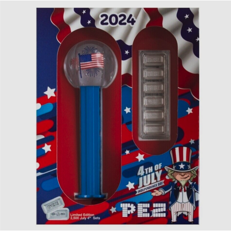 6 x 5 Gram PEZ Pure Silver Wafer 4th of July Gift Set 2024