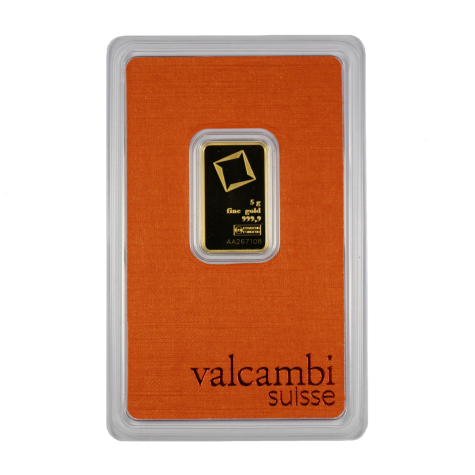 5 Gram Valcambi Gold Bar (New with Assay)